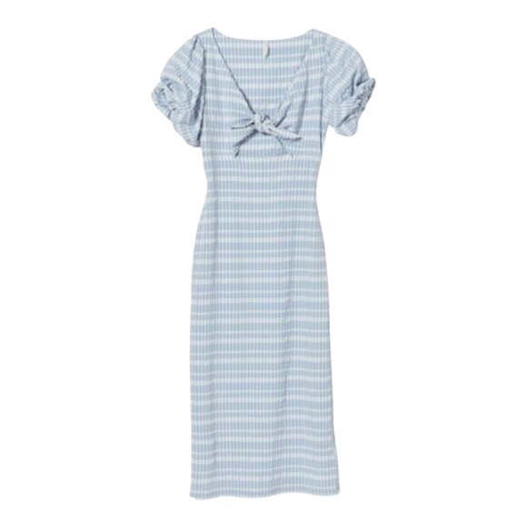 Urban Outfitters Picnic In The Park Crinkle Tie-Front Midi Dress Women's Small - Picture 2 of 11